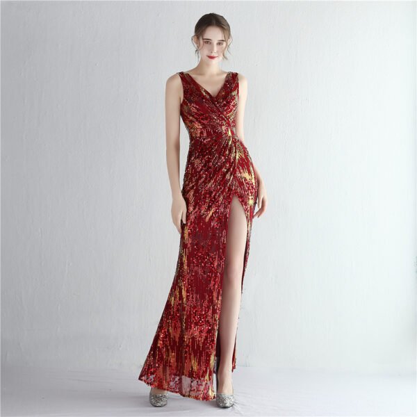 Long Sequined Fishtail Dress - Image 5