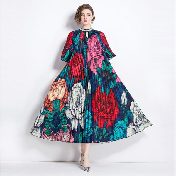 Floral Pleated Dress - Image 4