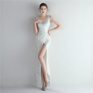 Long Sequined Fishtail Dress