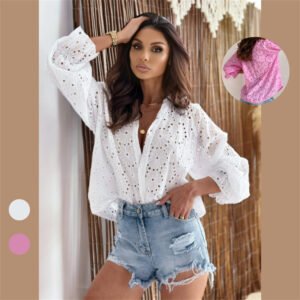Cotton Hollow-out Shirt