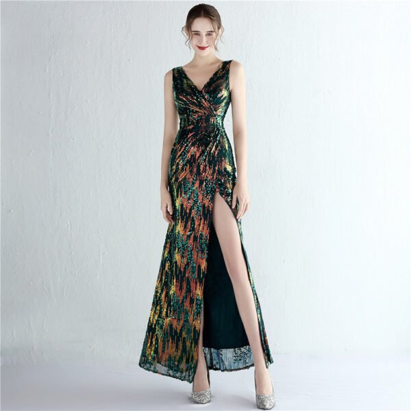 Long Sequined Fishtail Dress - Image 4