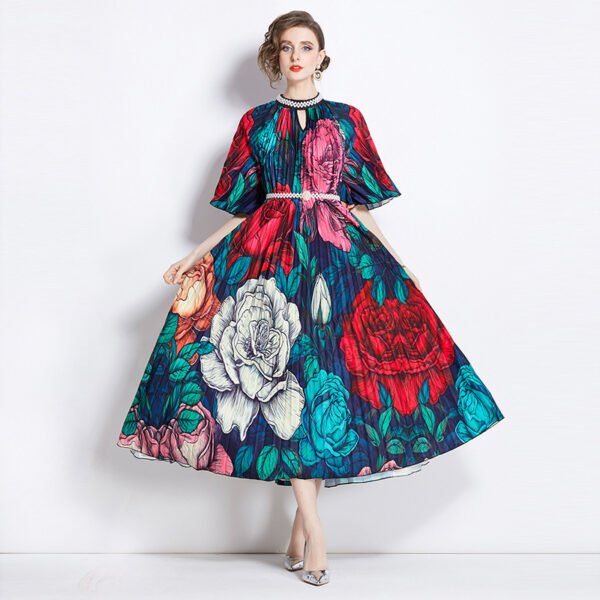 Floral Pleated Dress - Image 5