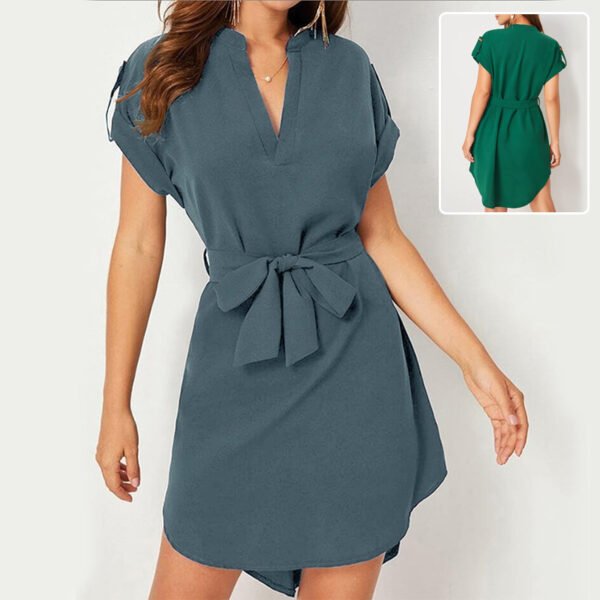 V-neck Short-Sleeve Dress - Image 2
