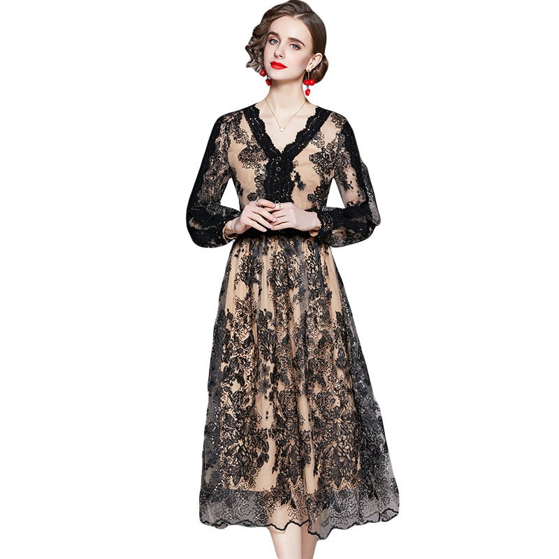 Black Dentelle Midi Dress - Image 4