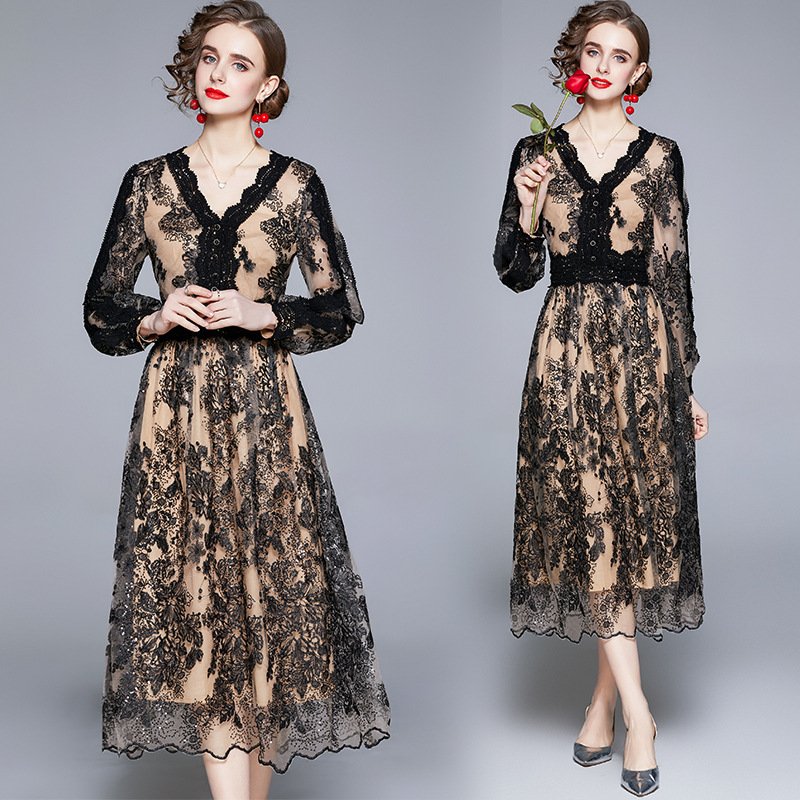 Black Dentelle Midi Dress - Image 2