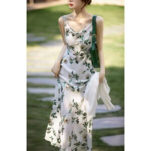 Floral Satin Midi Dress