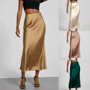 Slim Fit Satin Skirt