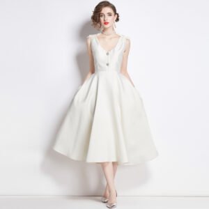 French Cream Satin Dress